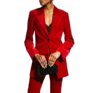 Frame Women's Red Garnet Velvet Single Button Blazer Jacket Size 14 NEW